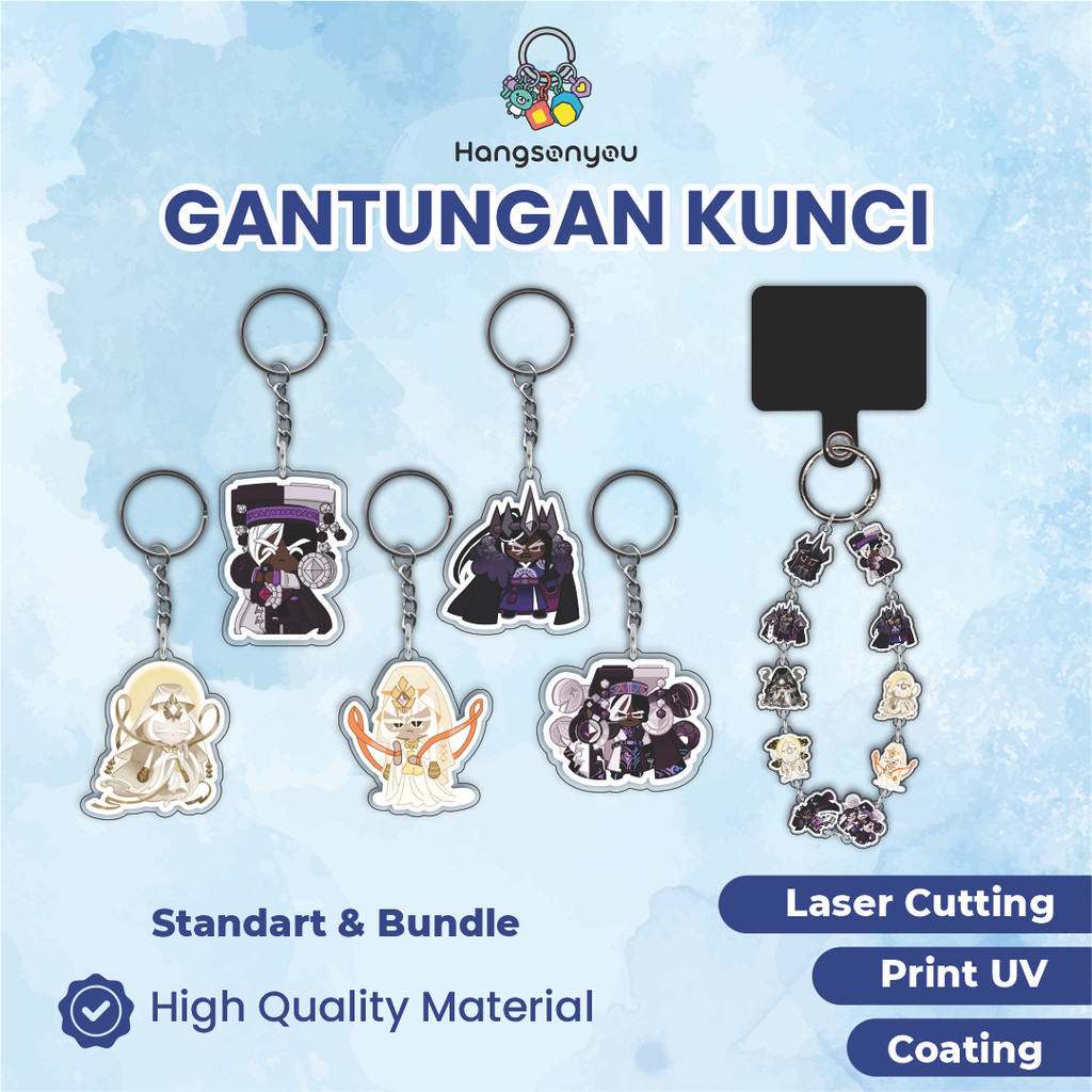 GANTUNGAN พวงกุญแจอะคริลิค / พวงกุญแจ COOKIE RUN KINGDOM - DARK CACAO COOKIE & MYSTIC FLOUR COOKIE
