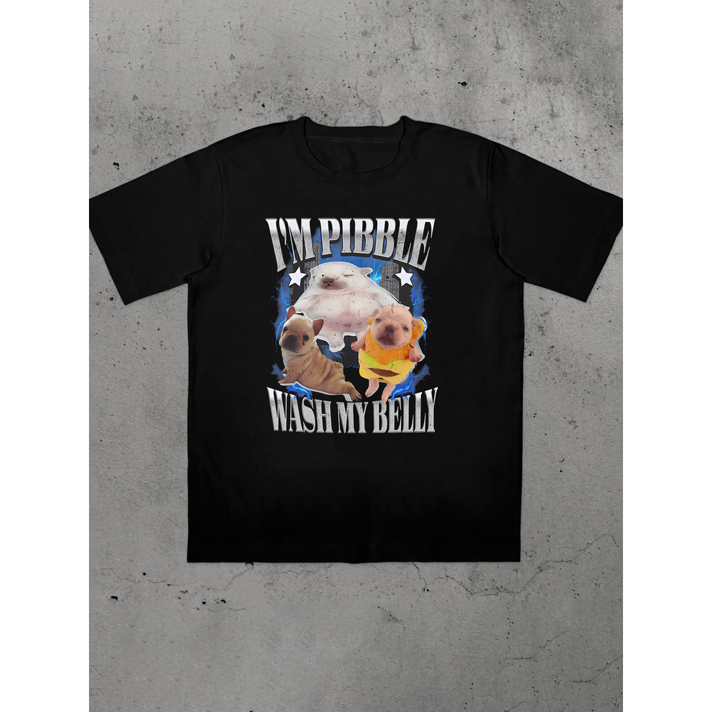 Mens Funny Bulldo IM PIBBLE T-Shirt - Cute "IM PIBBLE" Puppy Print Short Sleeve Crew Neck Summer Tee