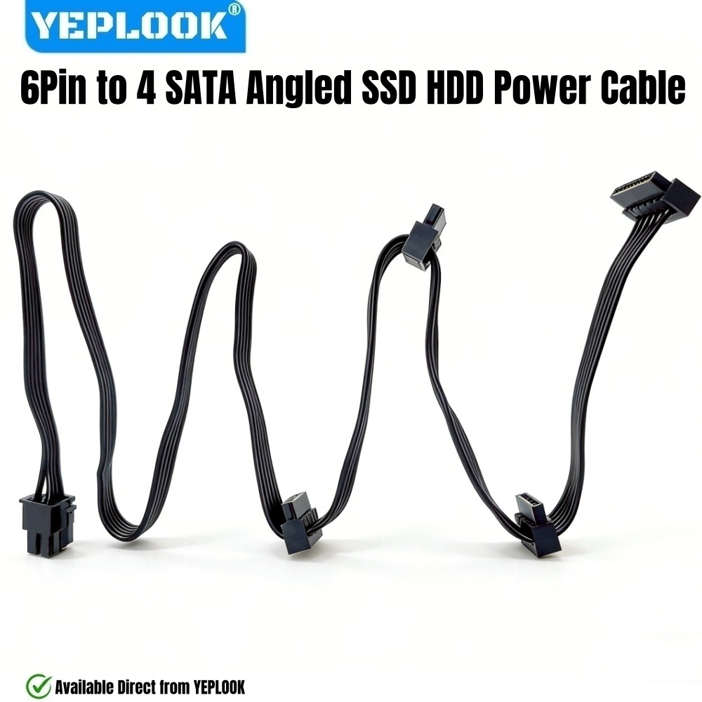 YEPLOOK 6Pin ถึง 4x SATA มุมขวา, HDD SSD สายไฟสําหรับ Corsair HX1200, HX1050, HX1000, HX850, HX750, 