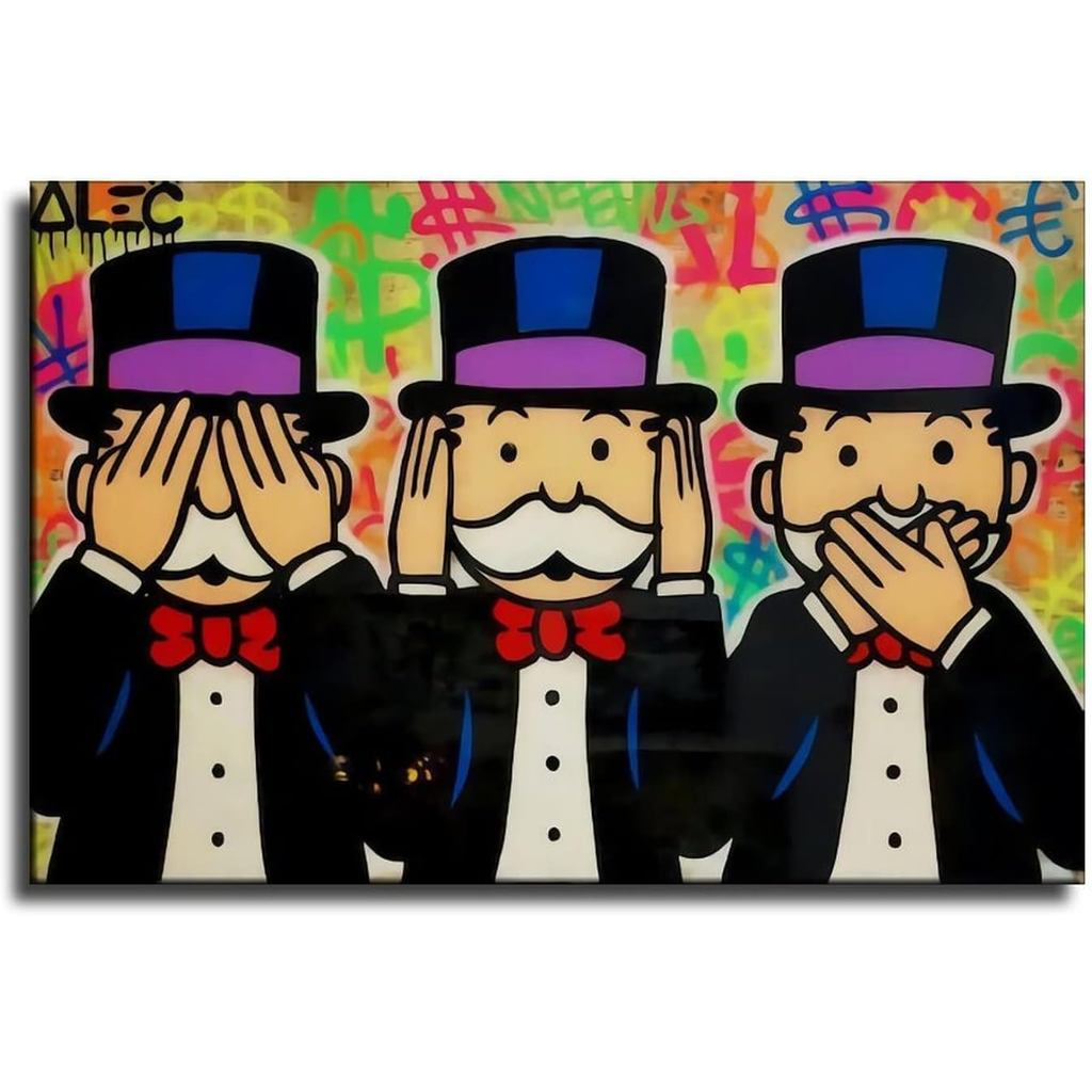 Alec-mononopolys See No Evil Hear No Evil โปสเตอร์ภาพวาดตกแต่งผ้าใบ Wall Art ห้องนั่งเล่นโปสเตอร์ห้องนอนภาพวาด
