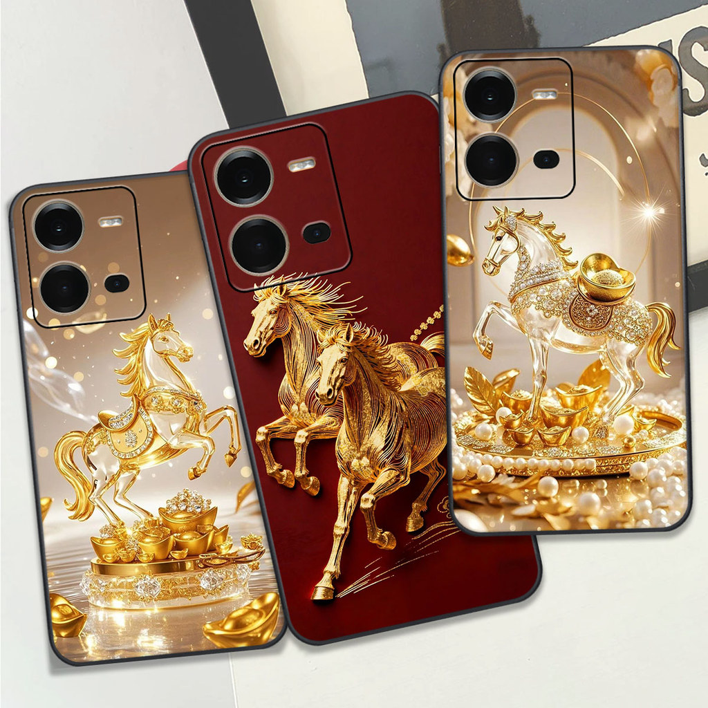 เคส Vivo V25 5G / V25E พิมพ์ลายม้าสีเหลือง เคส Clover