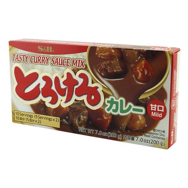 🌴 เอสแอนด์บีแกงกะหรี่ก้อนเผ็ดน้อย 200กรัม [0074880057379] 💐 S&B Tasty Curry Sauce Mix Mild 200g. 🍁 เ