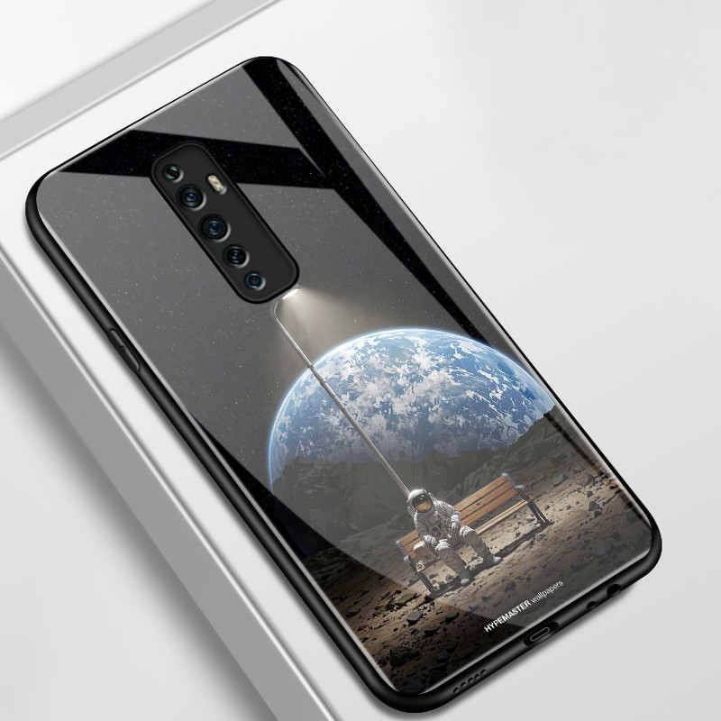 เคสสำหรับ OPPO Reno 2F Reno 2Z Reno 2 Reno เคสโทรศัพท์มนุษย์อวกาศเปลือกแก้วกันกระแทก