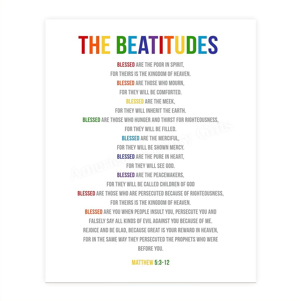 Beatitudes-blessed นั้นบริสุทธิ์ใน Heart-matthew :bible Verse Wall Art-x Scripture ป้ายผนัง-พร้อมกรอ