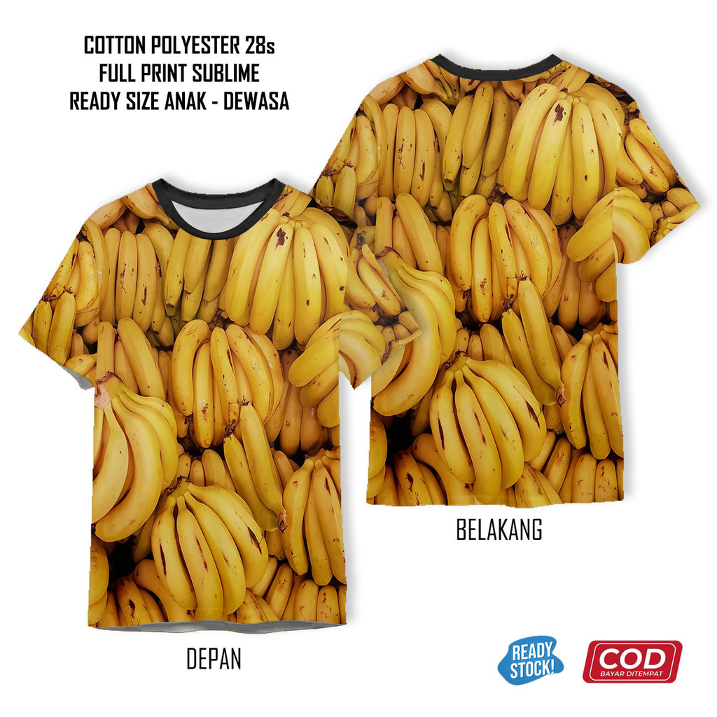 เสื้อยืดผลไม้กล้วยพิมพ์ลายเต็มเท่ | เสื้อผ้า 3D Unisex สําหรับเด็กและผู้ใหญ่ - Sarana3D