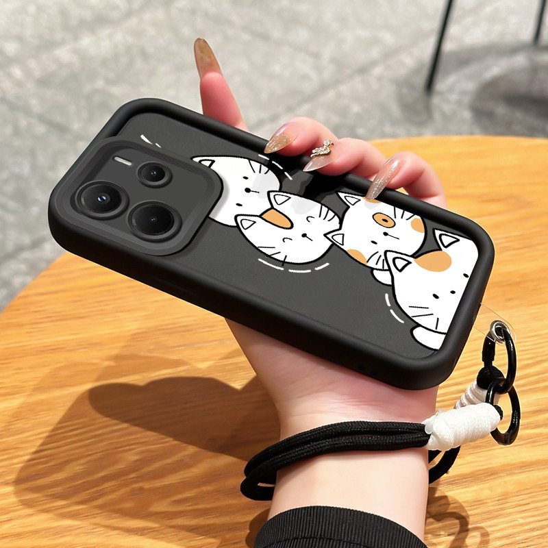เคสสำหรับ Xiaomi Redmi Note 14 4G Note 14 Pro Plus 5G POCO X7 5G X7 Pro 5G เคสโทรศัพท์แมวสามสีซิลิโคนสายคล้องกันกระแทก