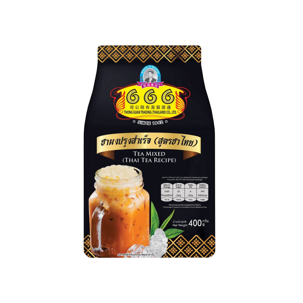 ส่งพรุ่งนี้ ชาผงสำเร็จรูป สูตรชาไทย ตรา666 400 กรัม/ถุง ออกใบกำกับภาษีได้