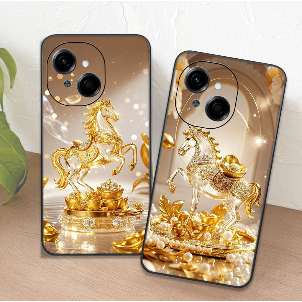 เคส Tecno SPARK GO 1 / SPARK GO 2025 เคส Clover พิมพ์ลายม้าสีเหลือง