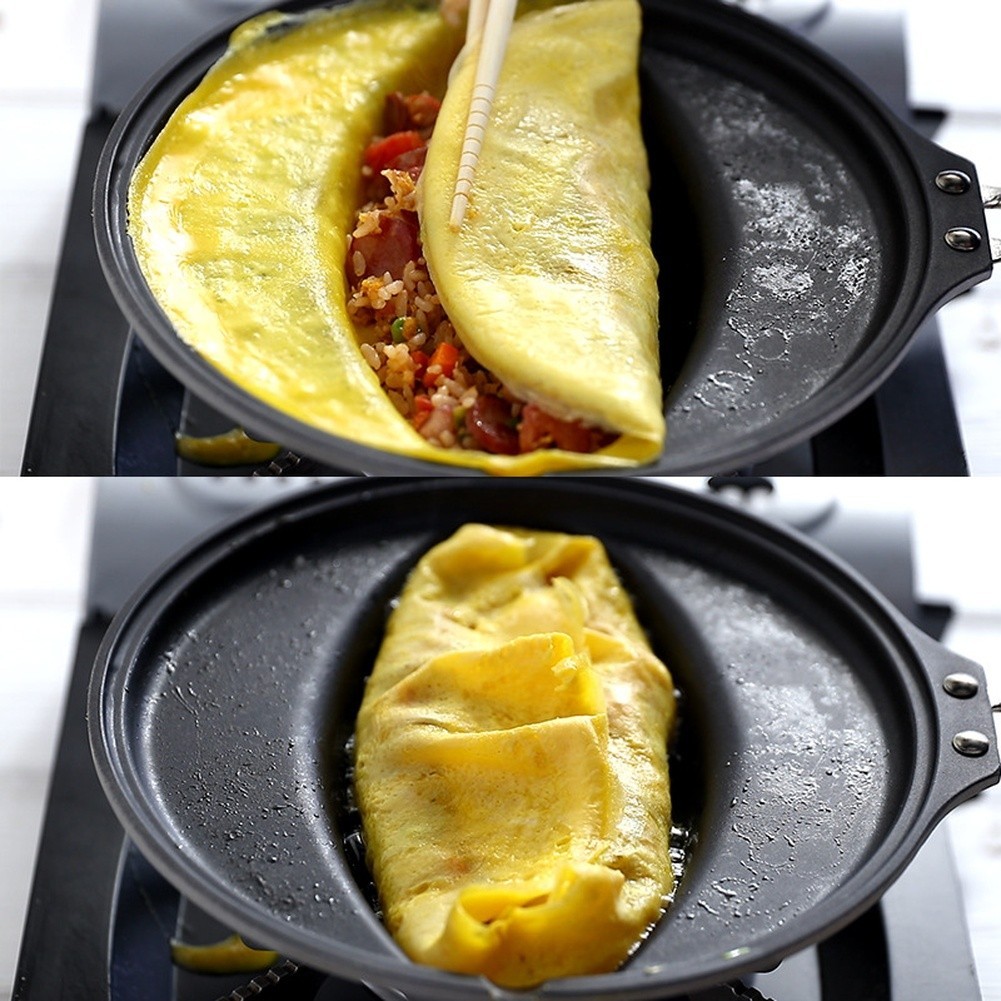 [ใหม่] กระทะนอนสติ๊ก Omurice สําหรับเตาแก๊สอลูมิเนียมกระทะไข่อาหารเช้าทอดเรียบง่าย