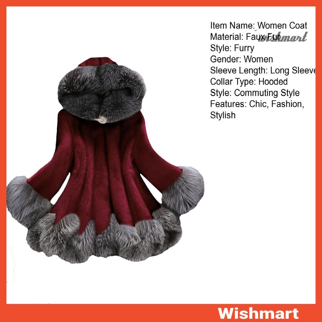 [WT] Faux Fur Hooded Coat สําหรับผู้หญิงแขนยาวเปิดด้านหน้าขนแกะแจ็คเก็ตฤดูหนาวที่อบอุ่น Fuzzy Trim F