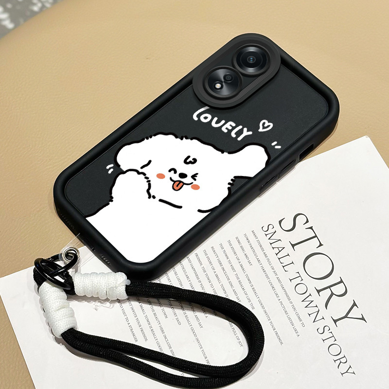 เคสสำหรับ OPPO A58 A78 A58 5G A78 5G A58x 5G A1x A2x เคสโทรศัพท์บางสุนัขน่ารักสามสีซิลิโคนสายคล้องซอฟต์เชลล์กันกระแทก