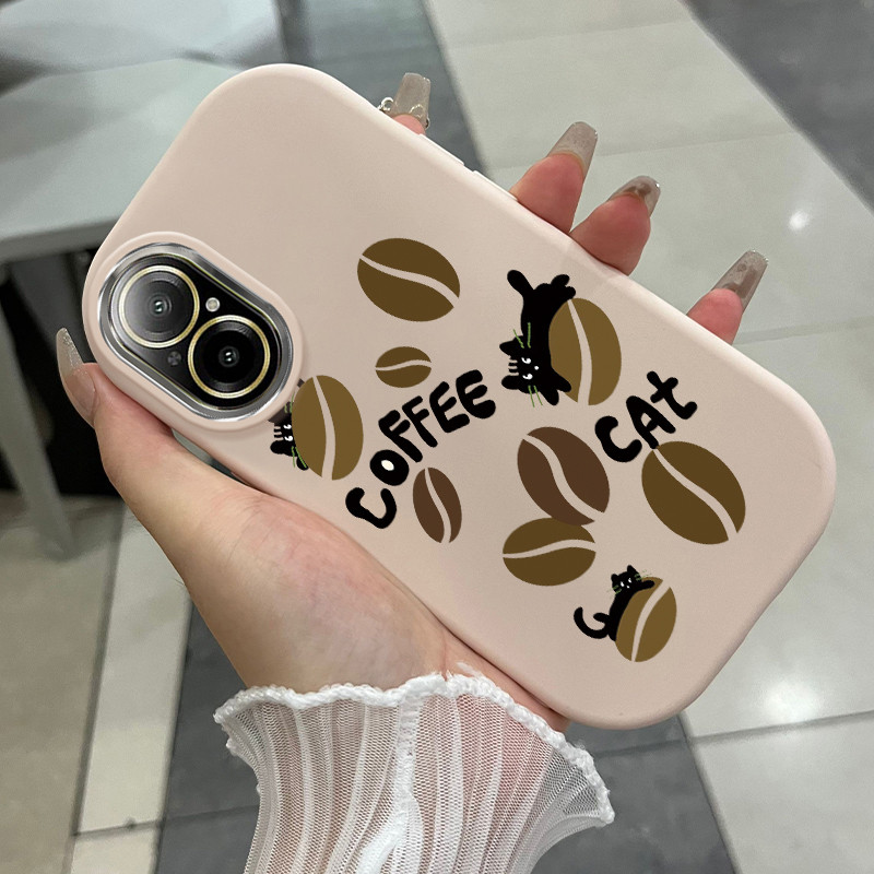 เคสสำหรับ Realme C67 Realme 12 Lite เคสโทรศัพท์เมล็ดกาแฟแมวกันกระแทกกลมและอ้วน ราคา ถูกที่สุด ดีลบีเคเค แกลเลอรีภาพที่ 2