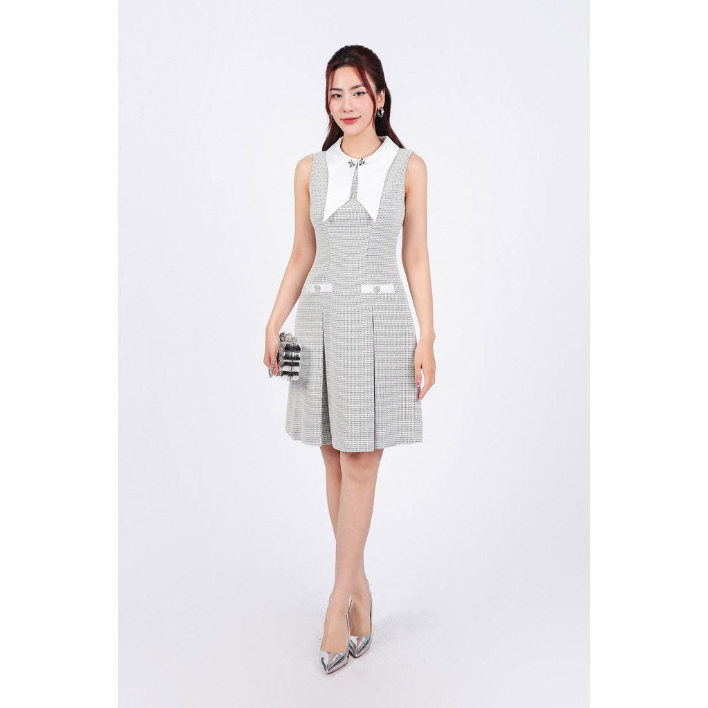 BDP73228 - กระโปรงพลีทแขนกุดคุณภาพสูงคอปกพนัง - PANTIO