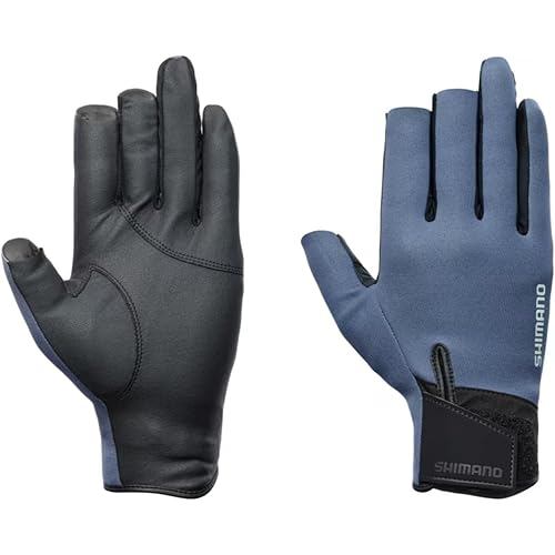 SHIMANO 03 Titanium Alpha Glove 3 Cut Semi-Long GL-055Y Blue Gray XL