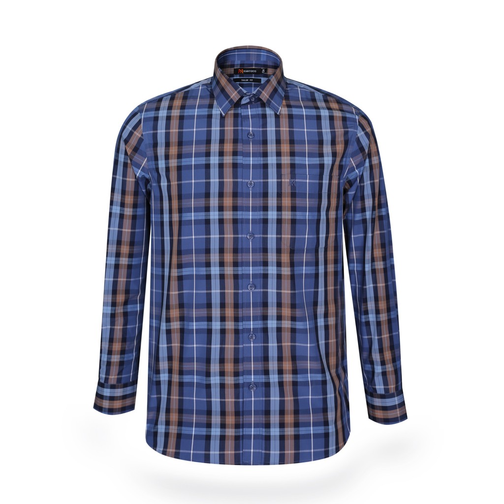 KHATOCO เสื้อเชิ้ตลายสก๊อตแขนยาวผู้ชาย A1MD468T1-CNCR253-2501-D