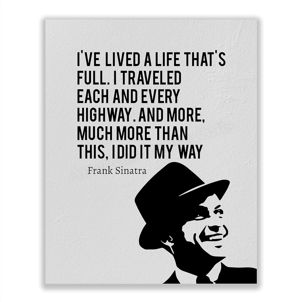 Frank Sinatra-i Did It My Way-song Lyric Wall Art X Silhouette เพลงโปสเตอร์พิมพ์พร้อมกรอบเพลงวินเทจเ