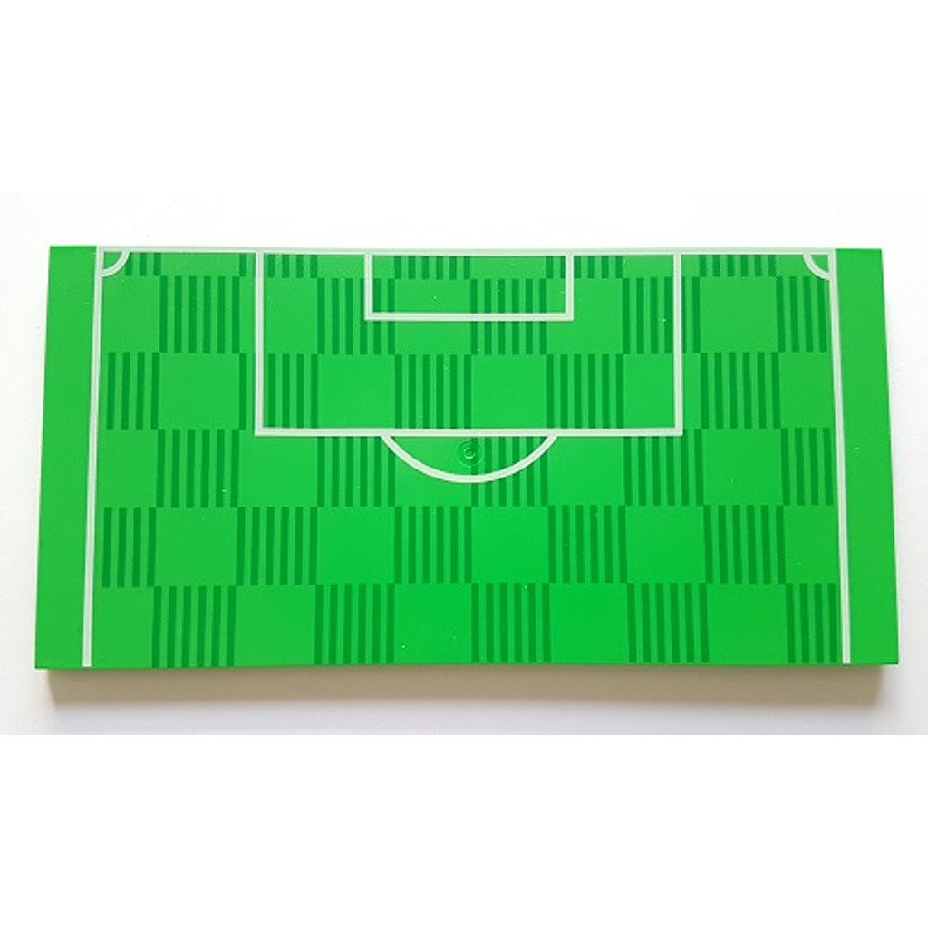 Brick2cube Part - Tile 8 x 16 with Bottom Tubes, Textured Surface with Soccer (Football) Pitch Goal 