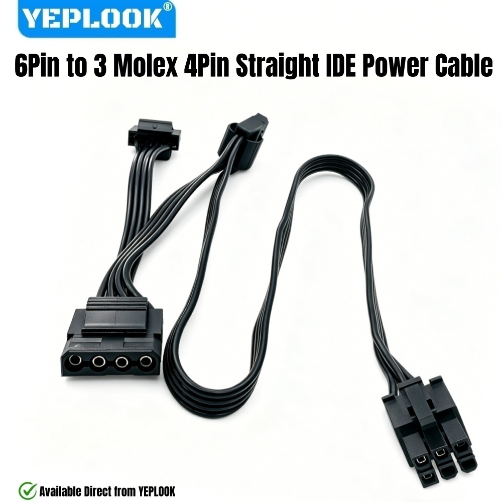 6-Pin ถึง 3x Molex 4Pin ตรง, PATA IDE สายไฟสําหรับ Corsair HX1500i, HX1200i, HX1000i, HX850i, HX750i