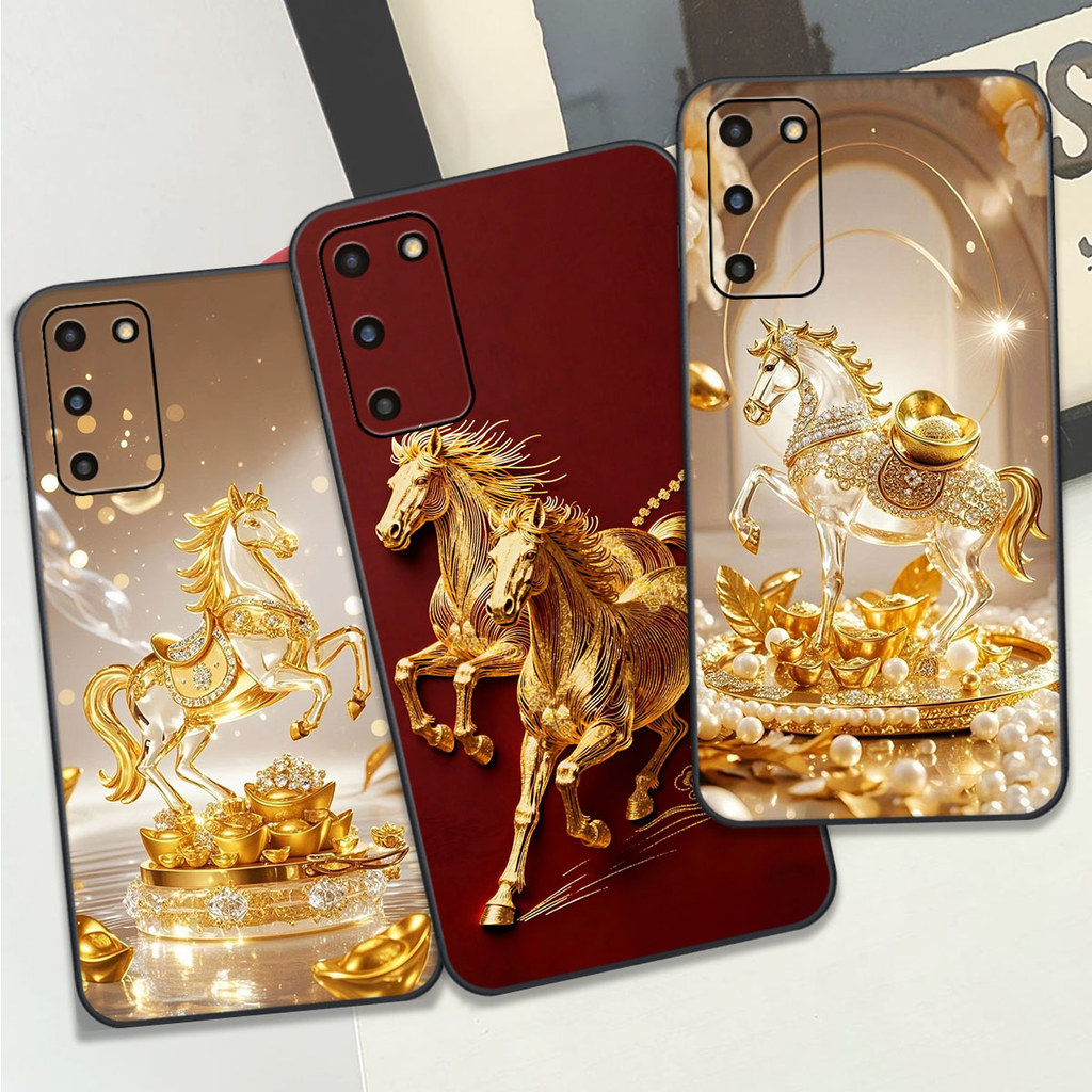 เคส Samsung S20 / S20 Plus / S20+ เคส Clover พิมพ์ลายม้าสีเหลือง