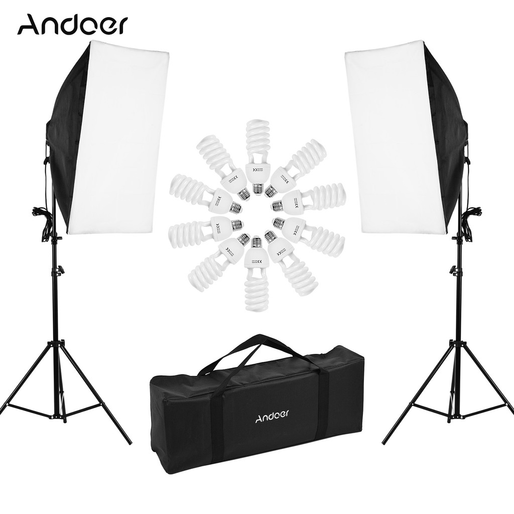 Andoer Professional Studio Photography Light Kit รวม 50 * 70 ซม. Softboxes 2/ 4-in-1 ซ็อกเก็ต 45W 55