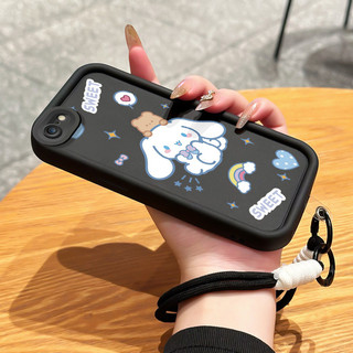 เคสสำหรับ iPhone 6 Plus 6s Plus 7 Plus 8 Plus SE 2020 X Xr Xs Max เคสโทรศัพท์สุนัขกระต่ายสามสีซิลิโคนสายคล้องกันกระแทก