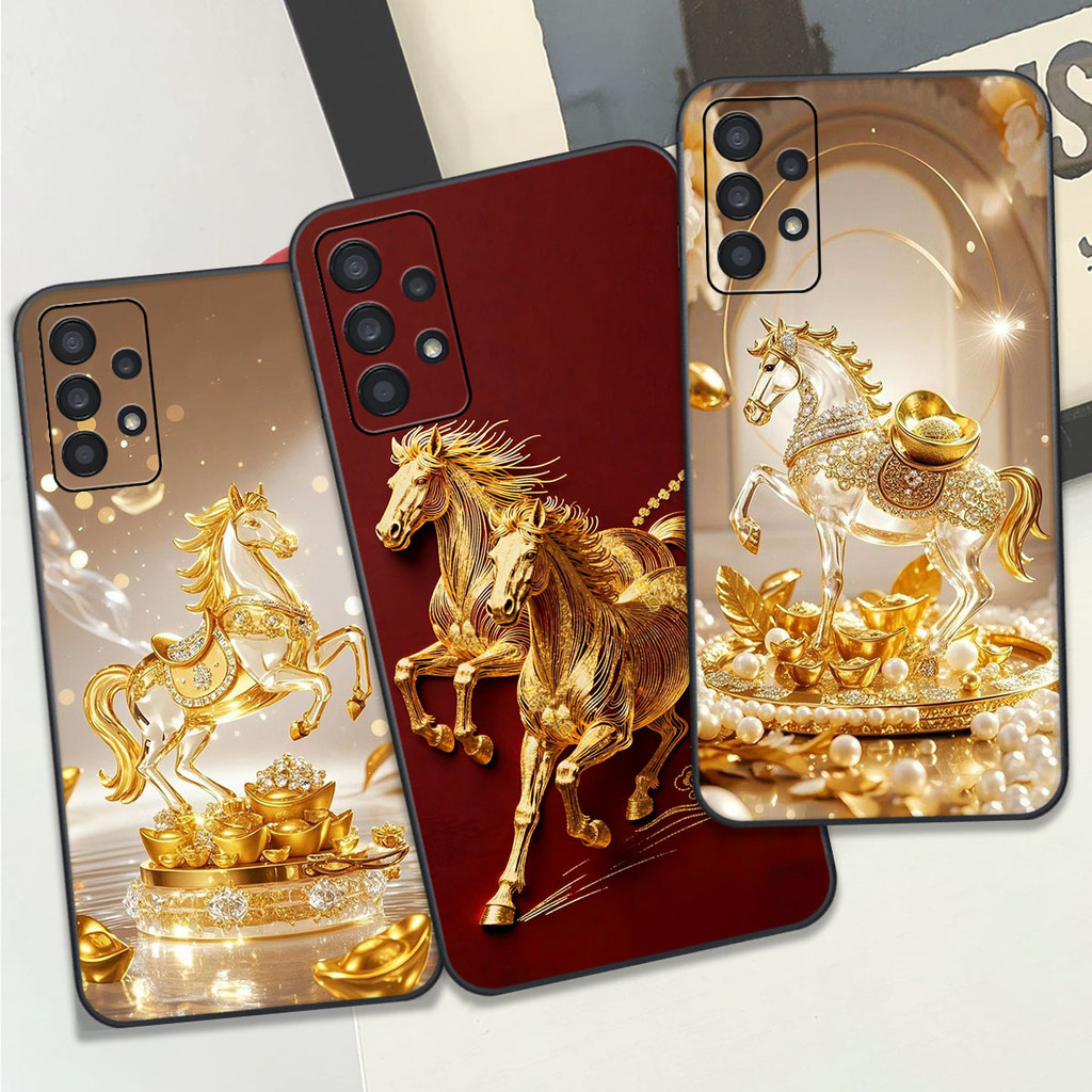 เคส Samsung A32 / A52 / A72 พิมพ์ลายม้าสีเหลือง เคส Clover