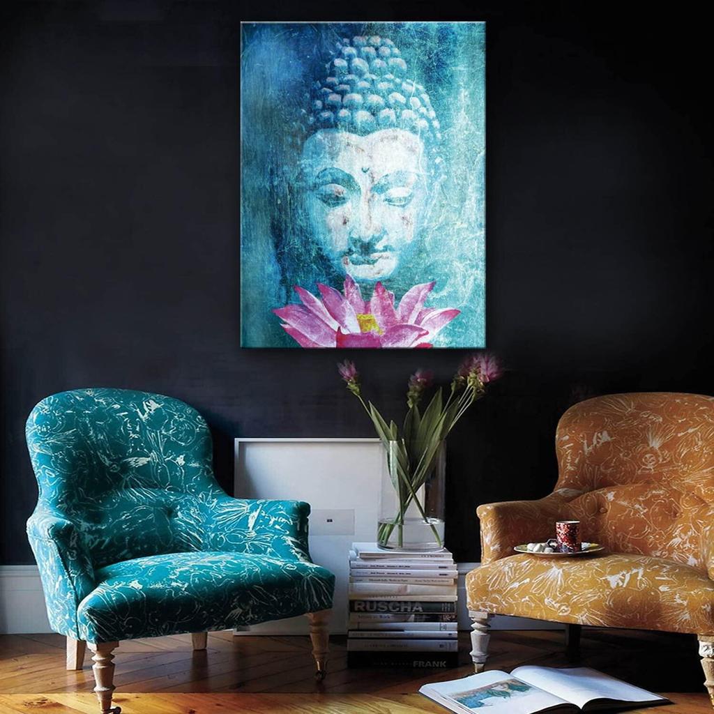Ehome ผ้าใบศิลปะพระพุทธรูปและดอกบัวภาพวาดตกแต่งหนึ่งชิ้น 5070 ซม.ไอเดียของขวัญ
