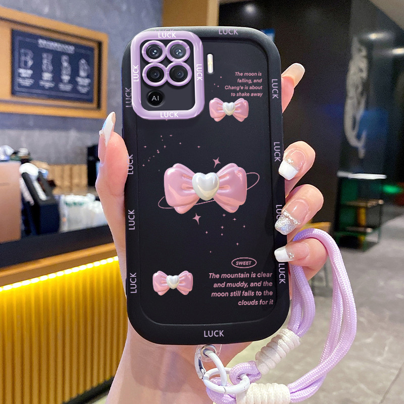 OPPO A94 Reno 5F Reno5 F Reno 5 Lite F19 Pro Case Bowknot Model พร้อมเชือกเส้นเล็ก