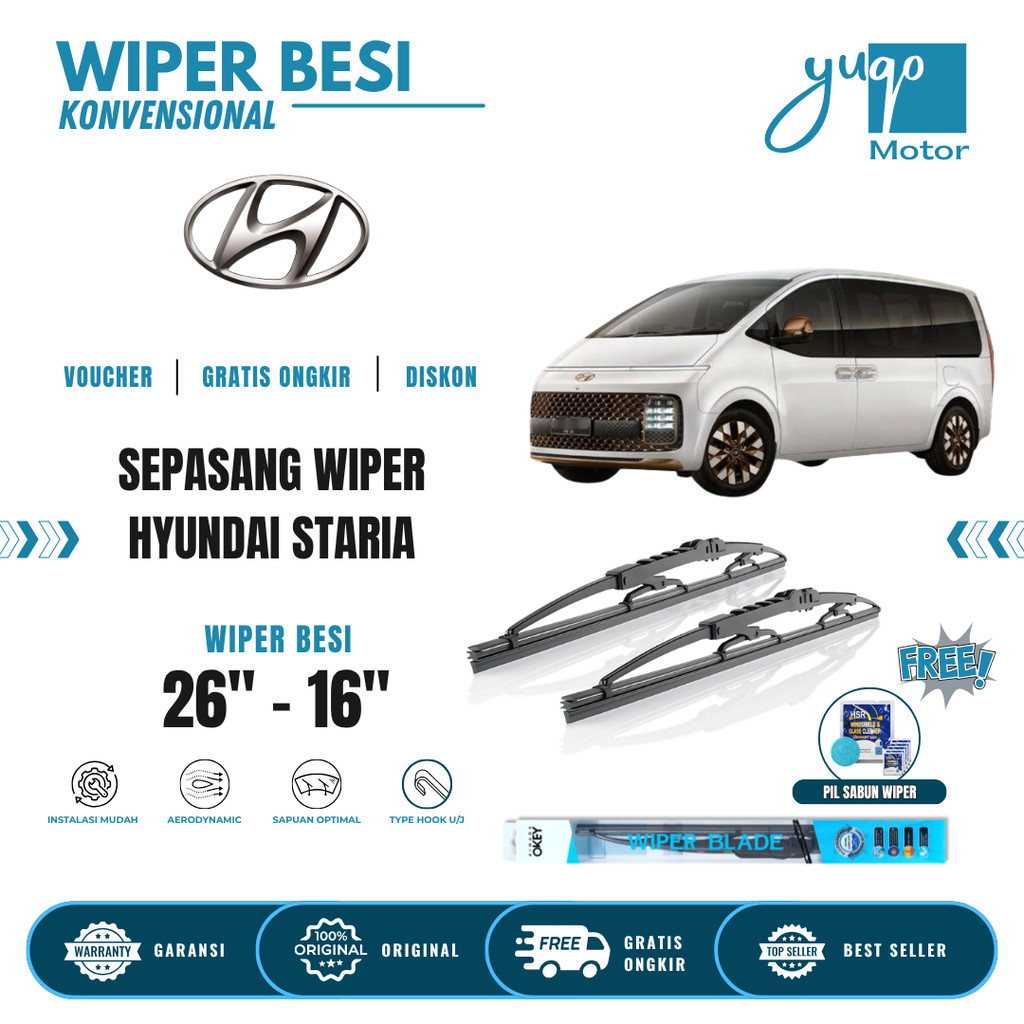ที่ปัดน้ําฝนกระจกรถยนต์ Hyundai Staria Conventional ฟรี 5 เม็ดสบู่