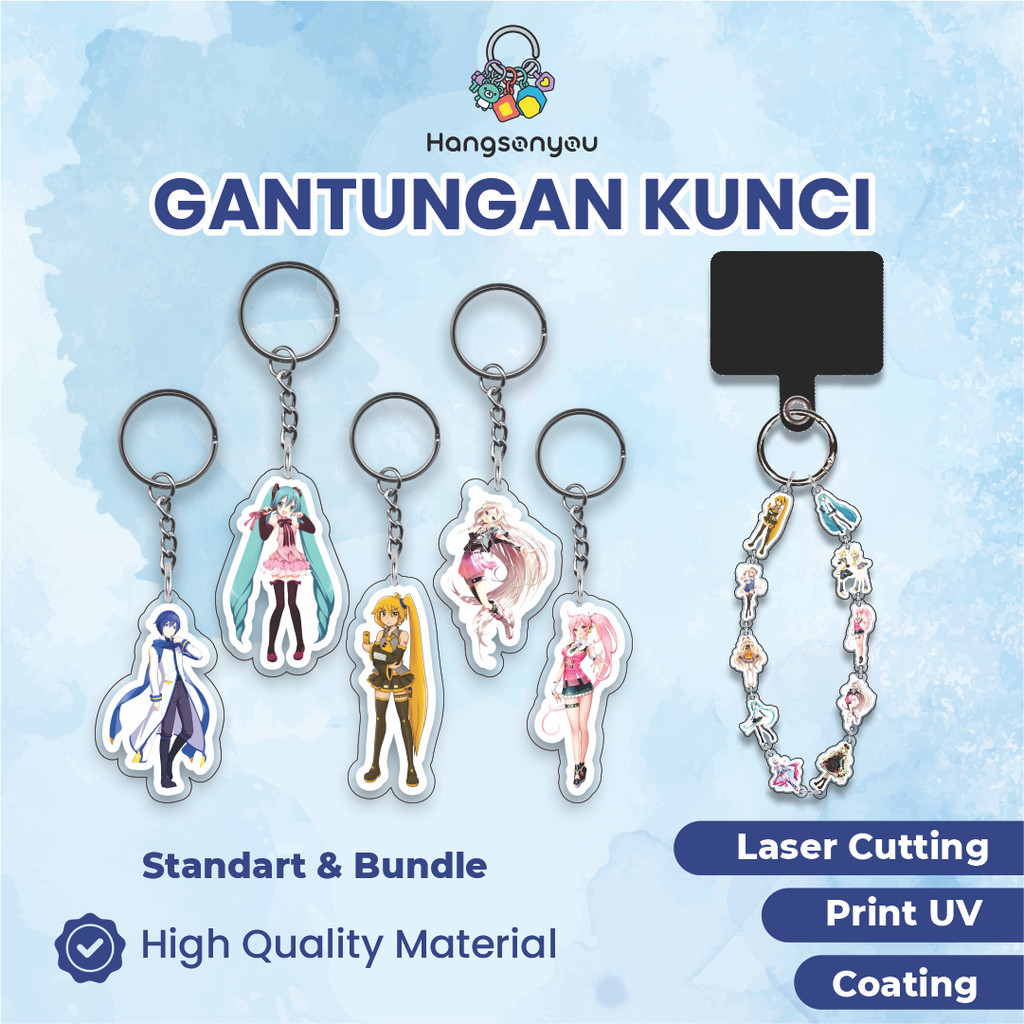 GANTUNGAN พวงกุญแจอะคริลิค Vocaloid – พวงกุญแจตัวละครอนิเมะ Hatsune Miku & Friends