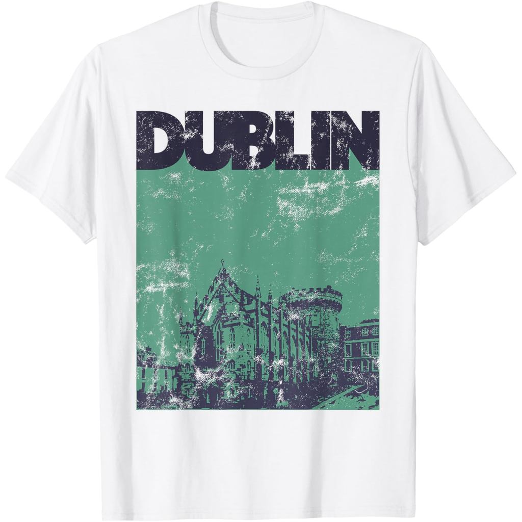 เสื้อยืดผ้าฝ้ายผู้ชาย Vintage 70s Style Dublin Ireland T-Shirt