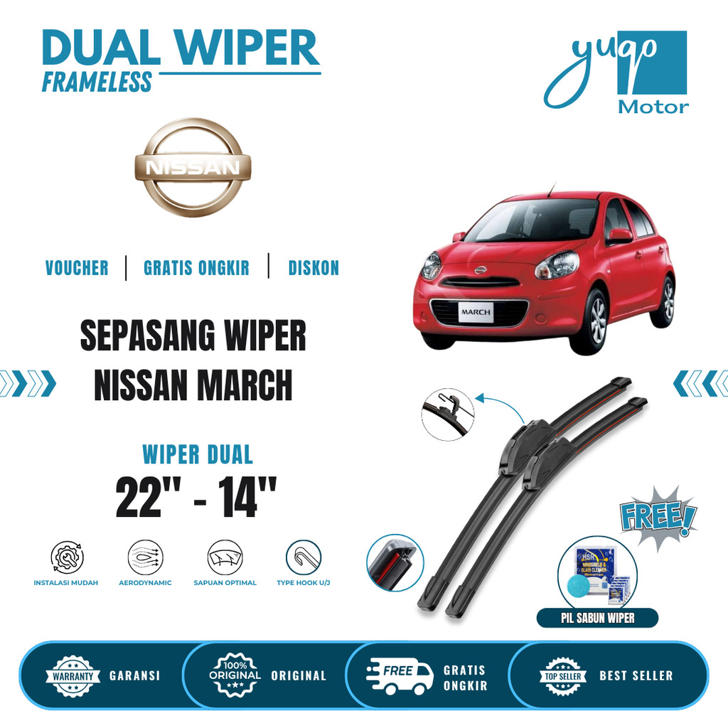 ที่ปัดน้ําฝนกระจกรถยนต์ Nissan March ฟรี 5 เม็ดสบู่