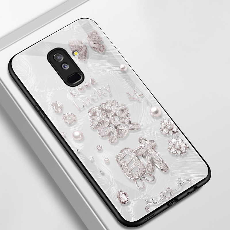 เคสสำหรับ Samsung A6+ 2018 J8 2018 J7 pro J6 Plus 2018 J6 Prime เคสโทรศัพท์รวยดอกไม้กุทัณฑ์เปลือกแก้วกันกระแทก