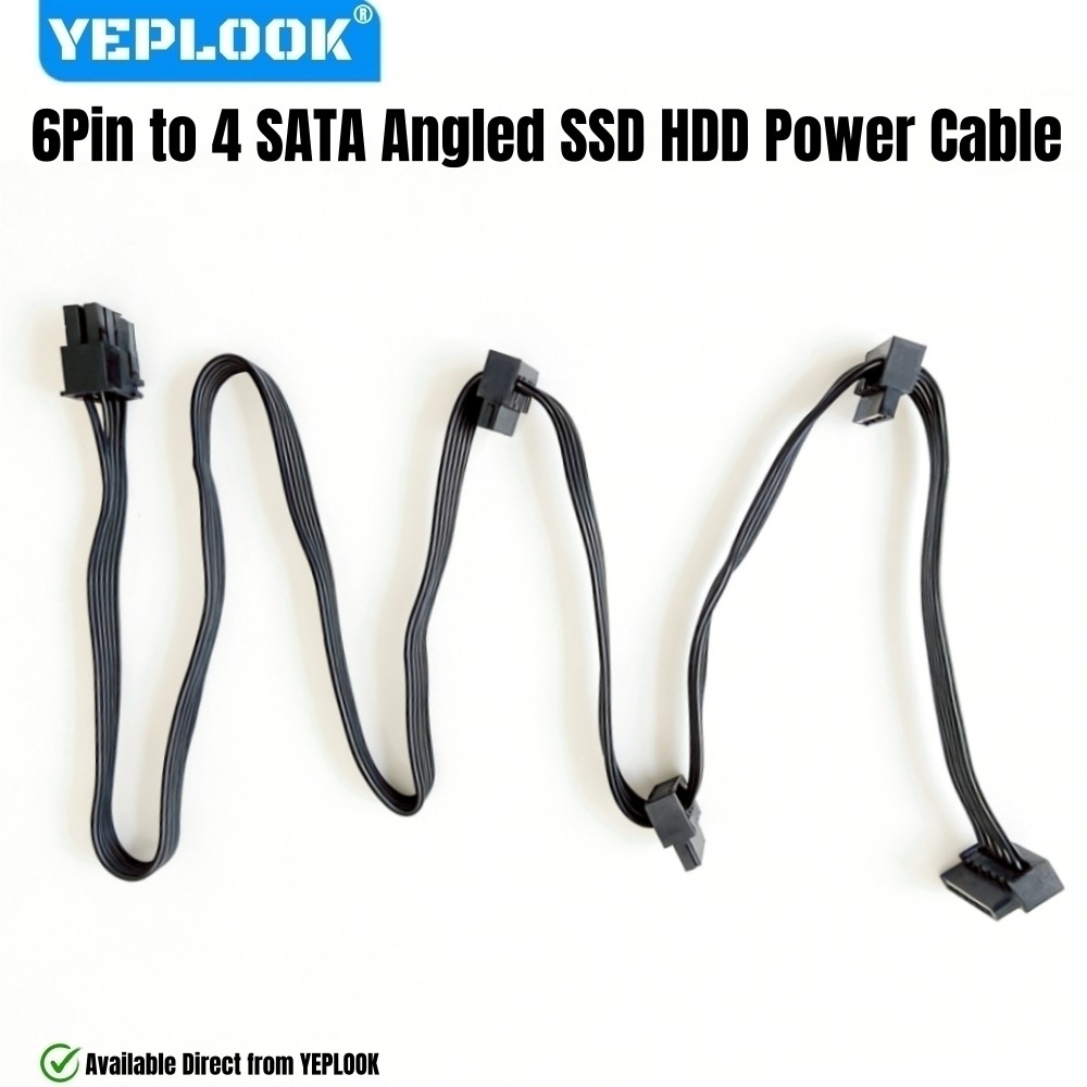 YEPLOOK 6Pin ถึง 4 SATA มุมขวา SSD HDD สายไฟสําหรับ Corsair CX750, CX650, CX600, CX550, CX500, CX450
