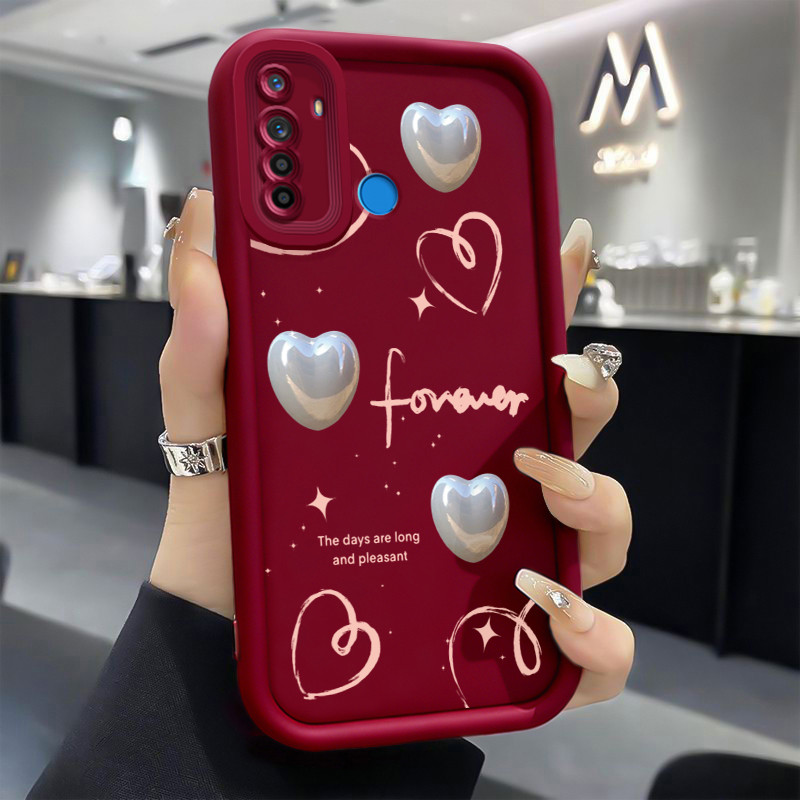 HP MERAHเคสโทรศัพท์สําหรับRealme 5 5i 5s 6i C3 C3i Narzo 10 10A 20Aกรณีหวานไวน์หัวใจสีแดงเคสโทรศัพท์
