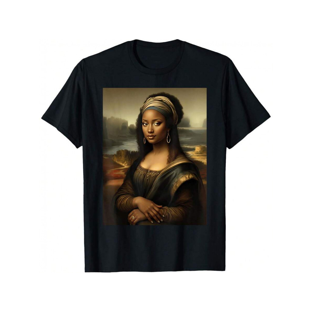 เสื้อยืด Mona Lisa Month - เสื้อฉลองวัฒนธรรมพร้อม Mona Lisa & ตัวอักษร คอกลม ลําลอง