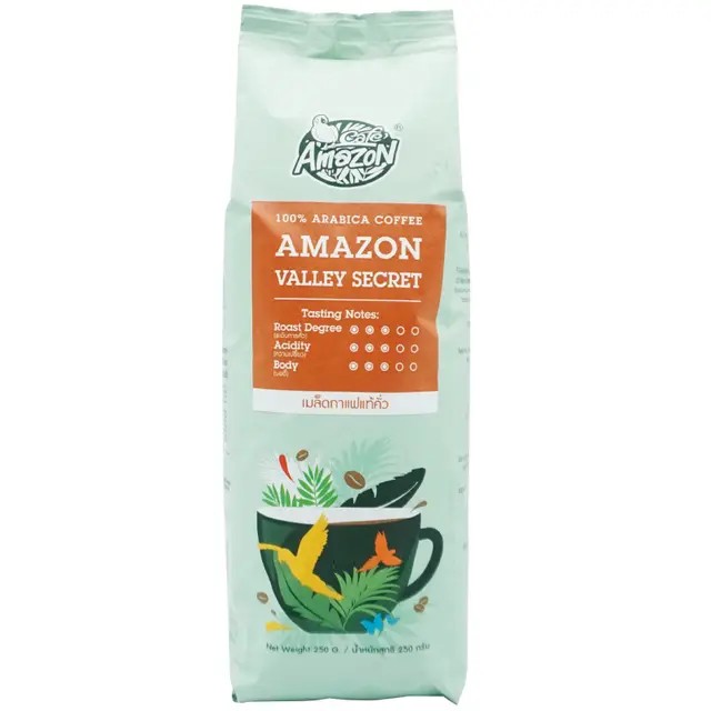 🌻 คาเฟ่อเมซอนเมล็ดกาแฟคั่ววัลเลย์ซีเคร็ท 250กรัม 🌈 8852124010135 🌴 Cafe Amazon Roasted Coffee Bean V