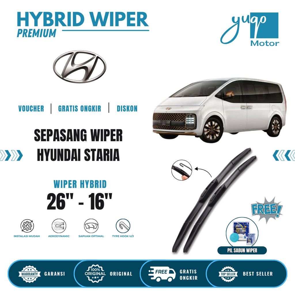 ที่ปัดน้ําฝนกระจกรถยนต์ Hyundai Staria Hybrid ฟรี 5 เม็ดสบู่