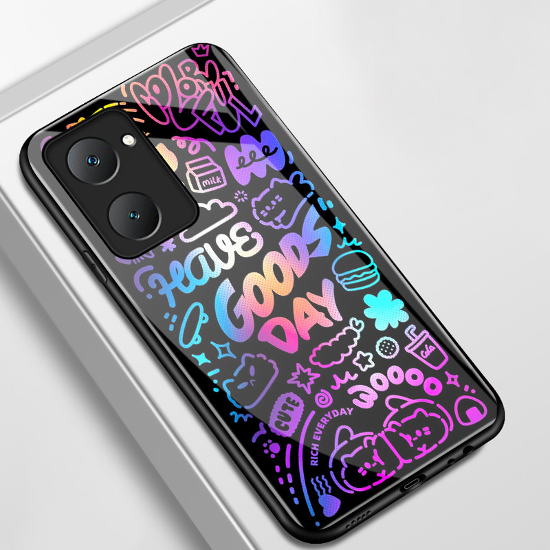 เคสสำหรับ VIVO Y03 Y03T Y18 Y18i Y18e Y18t Y28s 5G Y37 5G เคสโทรศัพท์แมวเปลือกแก้วกันกระแทก