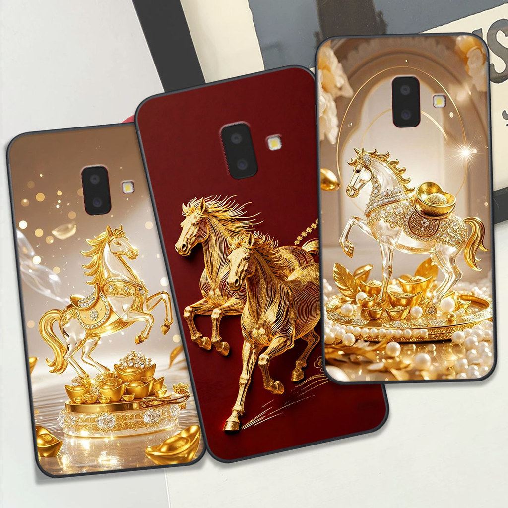 เคส Samsung J6 2018 / J6 Plus / J6+ พิมพ์ลายม้าสีเหลือง เคส Clover