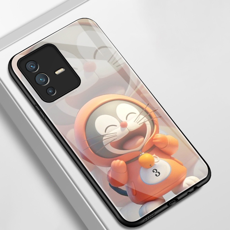 เคสสำหรับ VIVO V23 5G V23i 5G V23E 4G V23E 5G Y75 เคสโทรศัพท์แมวเปลือกแก้วกันกระแทก