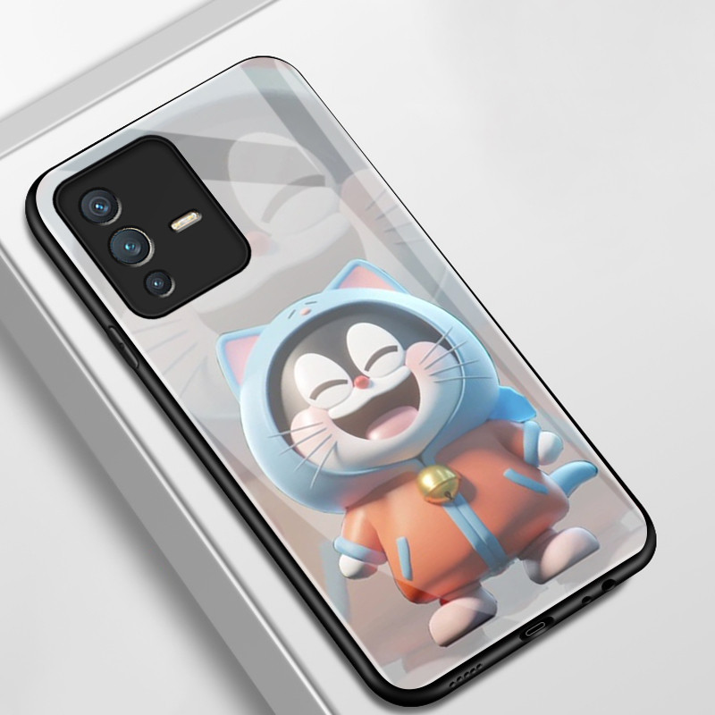 เคสสำหรับ VIVO V23 5G V23i 5G V23E 4G V23E 5G Y75 เคสโทรศัพท์แมวเปลือกแก้วกันกระแทก
