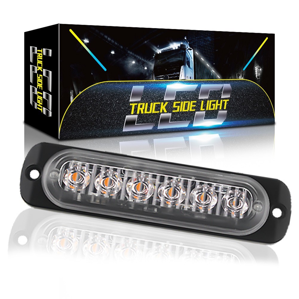 [SP-PLG]รถบรรทุก 2x 12V 24V 6smd LED Strobe Light Grille โคมไฟรถยนต์สีเหลืองสีขาว