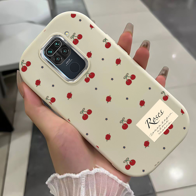 เคสสำหรับ Xiaomi Redmi Note 9 Note 9s Note 9 Pro POCO M2 Pro เคสโทรศัพท์ดอกไม้เชอร์รีกันกระแทกกลมและอ้วน