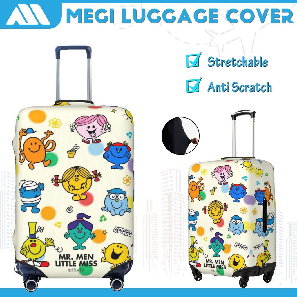ผ้าคลุมกระเป๋าเดินทาง ผ้าสแปนเด็กซ์ แบบยืดหยุ่น ยืดหยุ่น Mr. Men & Little Miss Travel Luggage Cover 