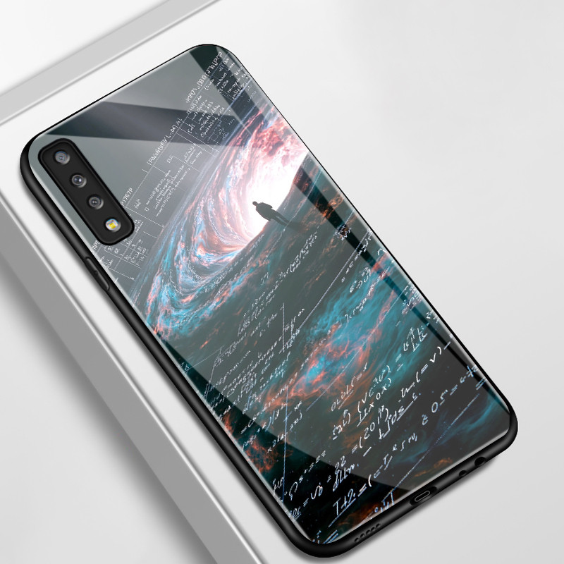 เคสสำหรับ Samsung A7 2018 เคสโทรศัพท์สูตรแมงมุมเปลือกแก้วกันกระแทก
