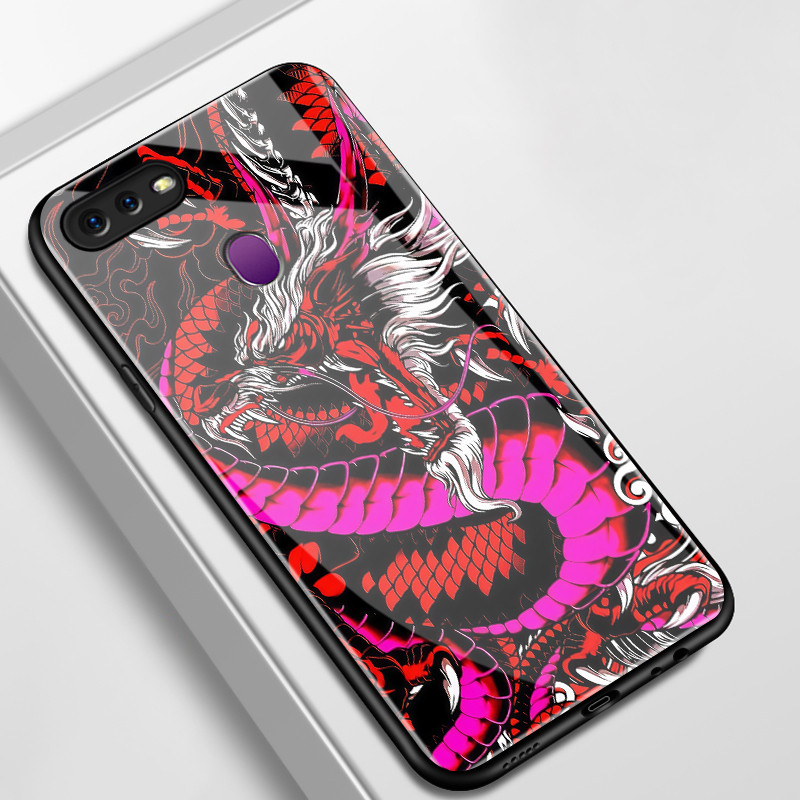 เคสสำหรับ OPPO F9 Pro F7 F5 Youth A7X Realme 2 Pro เคสโทรศัพท์มังกรเปลือกแก้วกันกระแทก