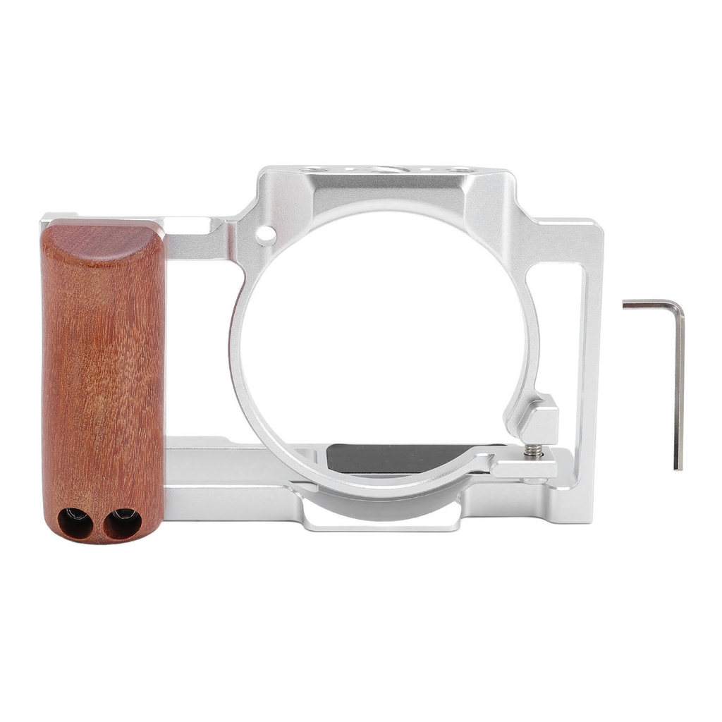 กล้องกรงสําหรับ ZV1 อลูมิเนียม Video Rig 1/4 นิ้วสกรูหลุมรองเท้าเย็น Mount ไม้ Handle Grip ไมโครโฟนเ