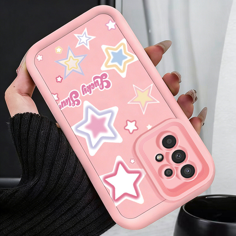 เคสสำหรับ Samsung Galaxy A33 5G A34 5G A53 5G A54 5G A23 A32 เคสโทรศัพท์แบบใหม่ดาวผีเสื้อสามสีซิลิโคนครบวงจรกันกระแทก
