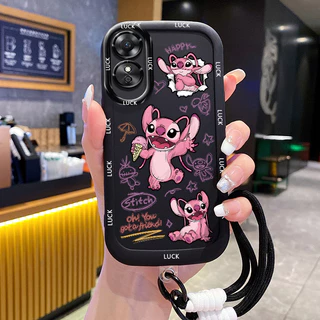 เคสสำหรับ OPPO A17 A17K เคสโทรศัพท์เย็บซิลิโคนสายคล้องกันกระแทก